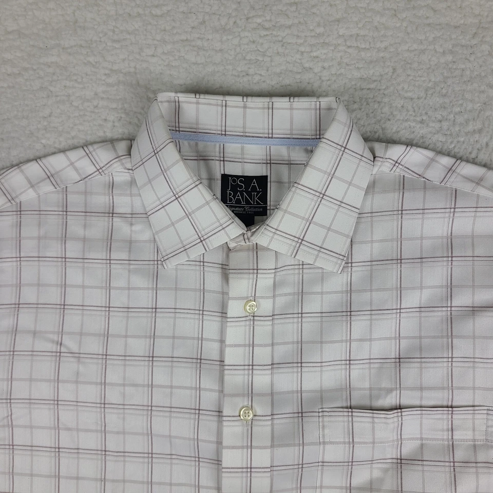 Camisa masculina Jos A Bank Signature Collection grande borgonha branca sem rugas - Imagem 3 de 4