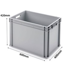 Grey Heavy-Duty Euro Stacking Storage Boxes 600x400mm – Industrial Grade