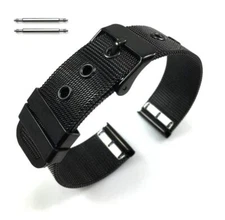Thin Stainless Steel Metal Black Mesh Replacement Watch Band Strap #5107