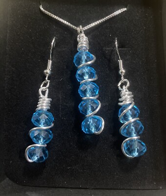 Swarovski Crystal Bead Necklace And Earrings Set Handmade Wire