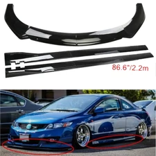 Glossy Black Front Lower Bumper Lip Splitter Spoiler For Honda Civic SI Coupe