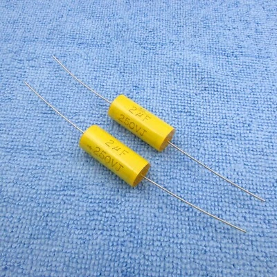 TAITRON Qty 2 2uF 250V Axial Film Speaker Crossover Subwoofer Capacitor