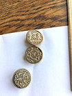 Lot 8 vtg gold tone metal shank buttons, 5 filagree/ mirror, 3 other — photo 4