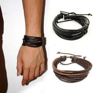 Unisex Leather Bracelet Damen Herren Surferarmband Wickelarmband Leder Armband