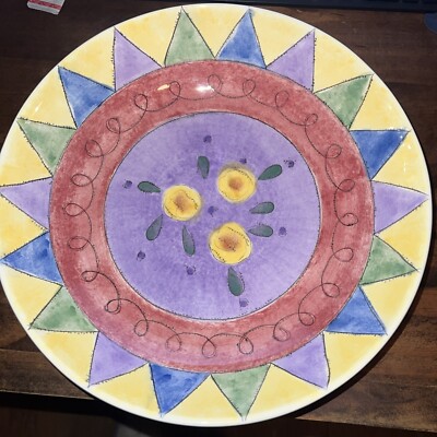 The Sweet Shoppe by Sango 13  Round Pasta Serving Bowl Flowers Geometric NEW