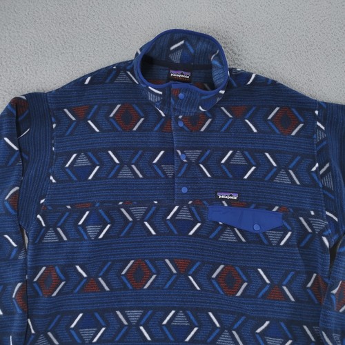 Patagonia Aztec Synchilla Snap-T Pullover Fleece Jacket Mens Large Blue Red - Picture 3 of 22