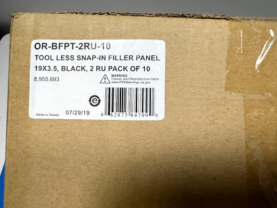 Legrand OR-BFPT-2RU-10.  Tool-less Snap in Filler Panel 2RU Pack Of 10