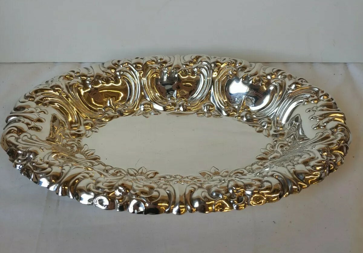 Vintage Gorham Repousse Silverplate Tray YC1753 12&quot; | eBay
