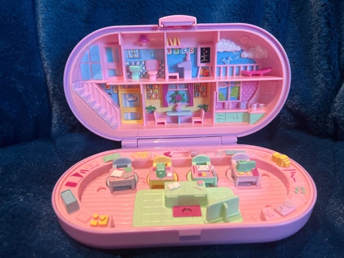 Vintage 1992 Polly Pocket Stampin' School Stamper Compact Purple Bluebird