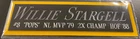 WILLIE STARGELL PITTSBURGH PIRATES NAMEPLATE AUTOGRAPHED Signed BASEBALL JERSEY