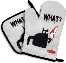 zcyhtqp, What? Funny Silicone Non-Slip Oven Mitts and Pot Holders Sets of D 