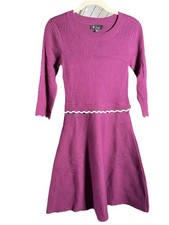 BCX Junior’s Scalloped Trim Sweater Dress Purple Size M New