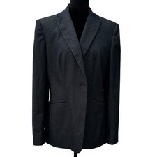 Ann Taylor Womens Charcoal Gray Single Button Blazer Jacket 10 8009A