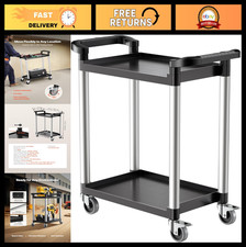 Utility Cart 300 lbs Capacity, 2-Tier Plastic Service Cart with 360  Wheels, Kit