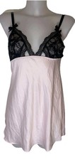 Victoria's Secret Sz S Womens Pink Lace Satin Babydoll Coquette Night Slip Dress