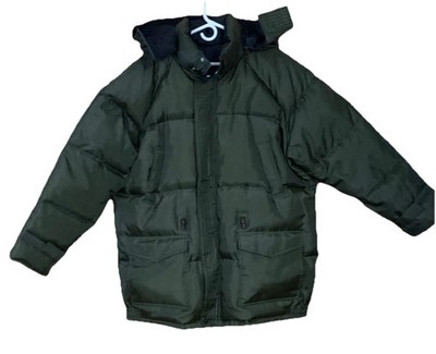 Parka Coat Jacket Outbrook Insulated Hooded Reversible Down Olive Black Sz L New