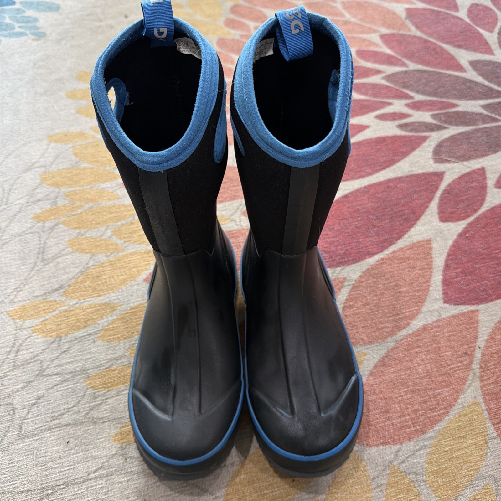 DSG Kids' Snowbound Winter Boots, Black and Blue, Size 6, Very Good