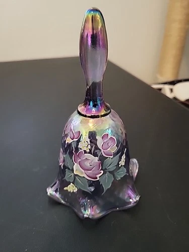 Fenton Amethyst Iridescent Carnival Glass 95th Anniversary Art Glass Bell 6.75"
