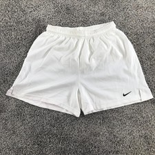 Vintage Nike Shorts Teens Medium White Mesh NikeFIT Dry Elastic Waist Soccer