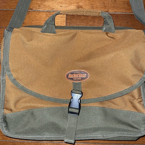 Bucket Boss Canvas Tool Messenger Style Shoulder Bag Work Strong Pockets - Picture 2 of 23