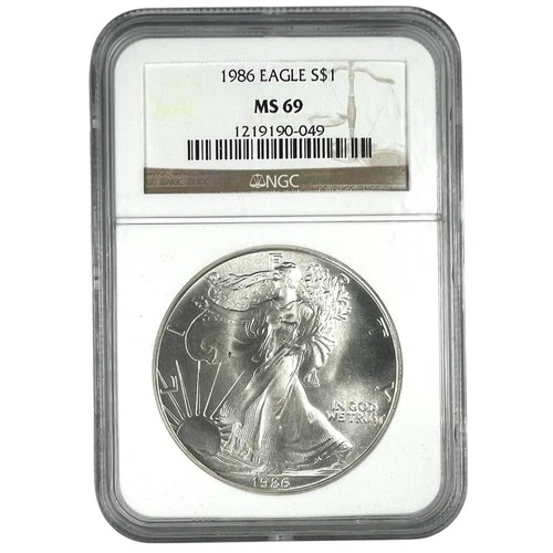 NGC MS-69 1986 American Silver Eagle NA79