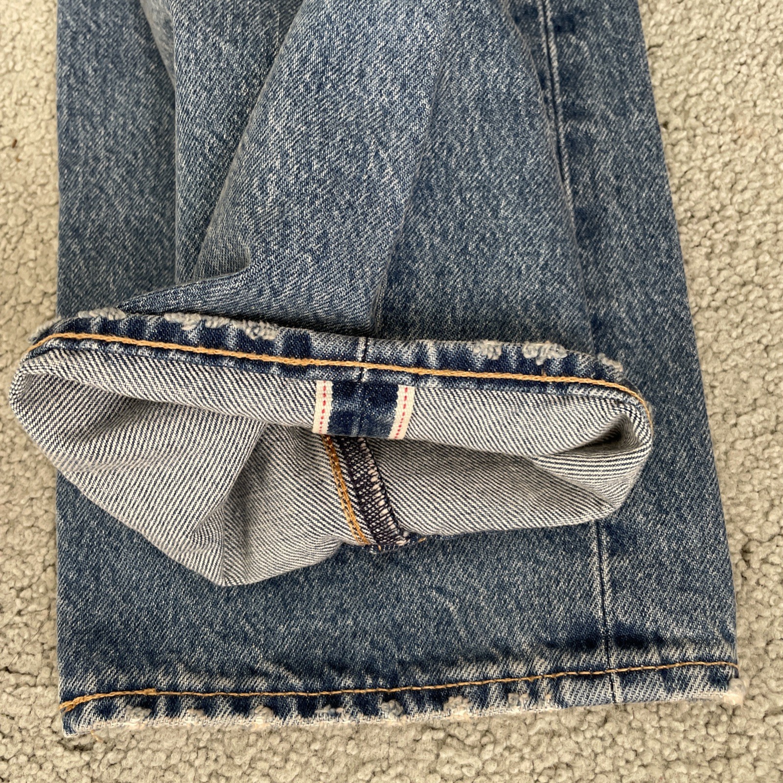 Levi's 511 Big E Slim Premium Selvedge Denim Blue Distressed Jeans Mens Sz 34x30 thumbnail 20