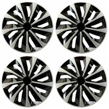 Hubcap Wheel Covers 16 Set Of 4 Blacksilver Universal Rims For Car Decoration
