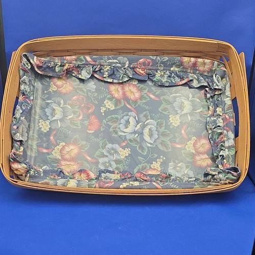 Vintage 1993 Longaberger Large Serving Tray Basket w/ Liner & Stiff Protector
