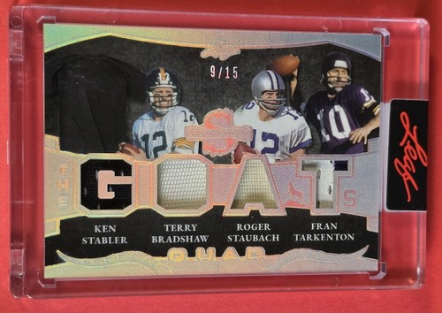 Terry Bradshaw Jersey Card #9/15 Roger Staubach Fran Tarkenton Ken Stabler Leaf
