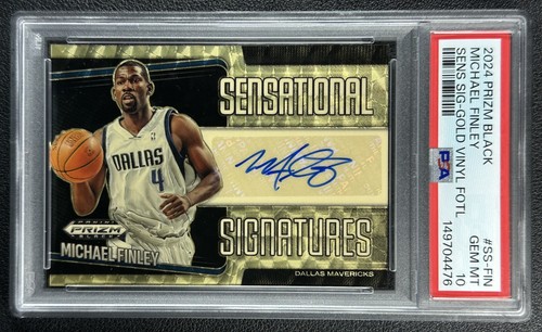MICHAEL FINLEY PSA 10 2024-25 PANINI PRIZM BLACK SENSATIONAL AUTO GOLD VINYL 4/5