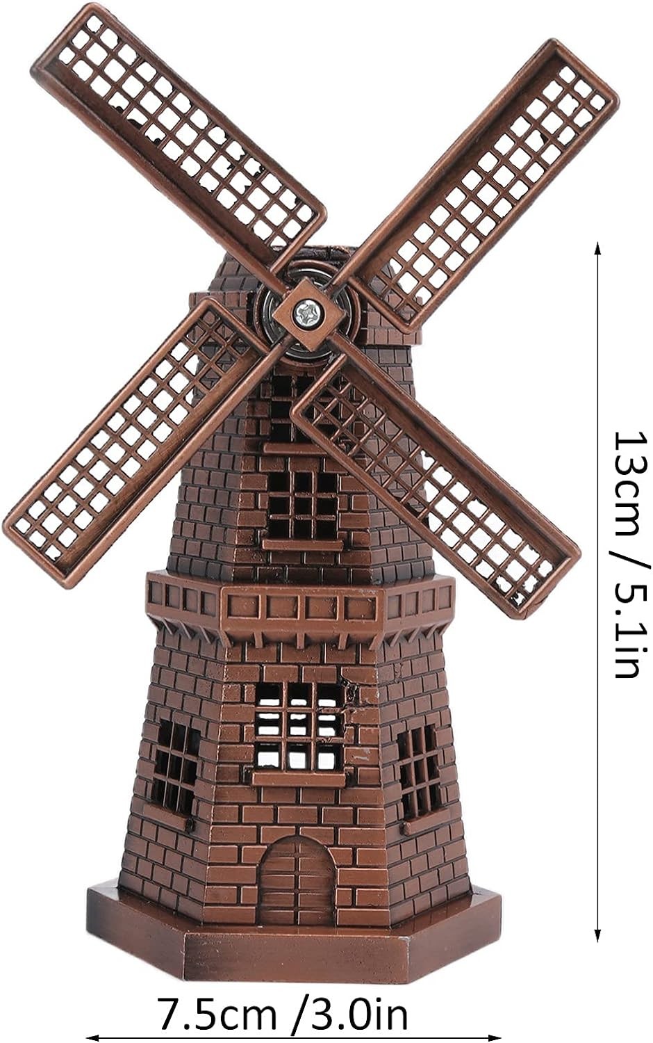 Yosoo Health Gear Windmill Ornament Retro Red Bronze Statues, Mini Windmill Stat