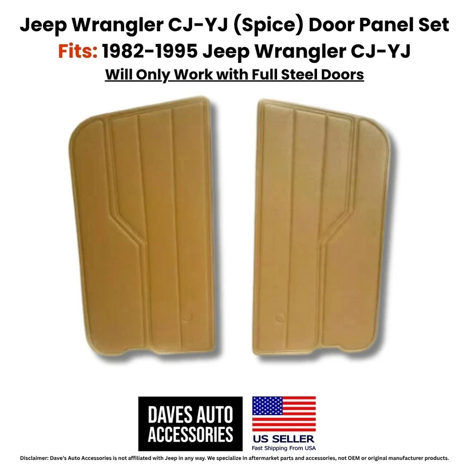 Par completo de paneles de puertas interiores SPICE para Jeep CJ7 CJ8 YJ 1982-1995 Foto 2 de 4