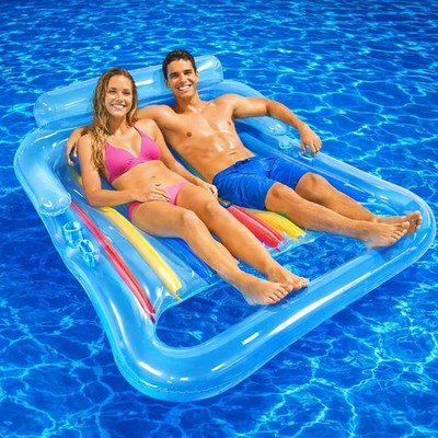 4E's Novelty 2 Person Inflatable Pool Lounger Float for Two Adults with Phone &