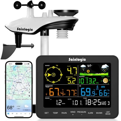 Sainlogic SA6 Plus Smart Weather Station WiFi Rain Gauge Wind Speed Temp - OB