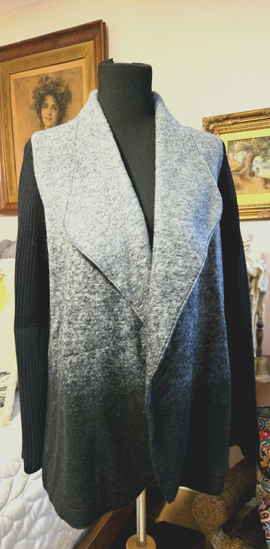 Soft Surroundings Open Front Unlined Jacket Size L Ombre Knit Arms And Side Seam