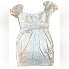 Windsor Lexie Rhinestone Satin Puff Sleeve Bodycon Mini Dress