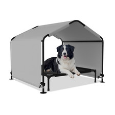 Dog Shade Shelter House Outdoor Pet Tent Canopy w/ Bed for Large Medium Dogs