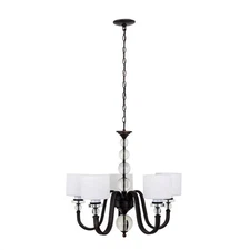 YHD Mitchell Peak 5-Light Crystal Chandelier, Oil-Rubbed Bronze, Modern Glass
