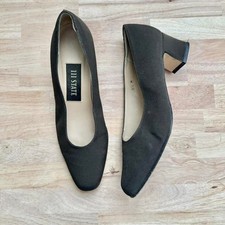 Vintage 90s fabric block heel size 8.5 dark olive green minimal