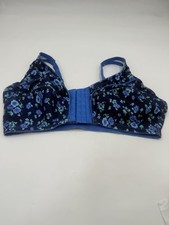 Comfort Choice Size 40 C Blue Cotton Full Figure Front Close Wireless Bra
