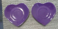 (2) Philippe Deshoulieres Limoges France Heart Saucer Purple READ