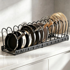 Pot Pan Organizer Rack for Cabinet Expandable Pot Lid Organizer Holder Black