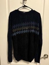 Dockers Crew Neck Sweater, Argyle, Blues and Black, Men's Large