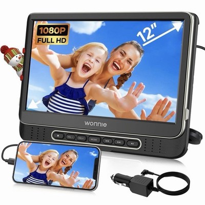 WONNIE 12'' Headrest DVD Player Portable for Car, Support 1080P/MP4 Video with...