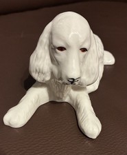 Vintage Donegal Parian China Ireland White Spaniel Dog Ornament