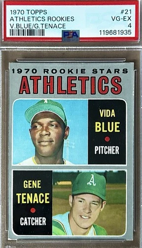 1970 Vida Blue & Gene Tenancy Rookie Card - Oakland A’s - Beautiful- PSA 4 New!