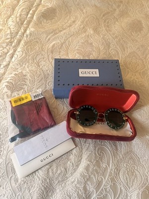 Gucci Metal L'Aveugle Par Amour Round Frame Sunglasses