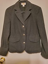 Talbots Petites Dark Gray 3 Button Pocket 100 Cotton Tailored Blazer sz 4