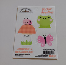 Doodlebug Durable Doodles Sticker Waterproof Garden Party Frog Butterfly Ladybug