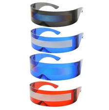 Futuristic Robocop Cyclops Outter Space Robot Shield Sunglasses Mirrored